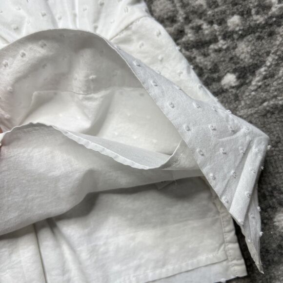 J Crew V-Neck Peplum Top Swiss Dot White Size 6 Preppy Casual Classic Capsule - Picture 6 of 12